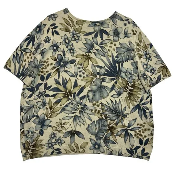 Alfred Dunner Women’s Vintage Knit Sweater Beaded Size 2X Floral Short Sleeves - Picture 2 of 8